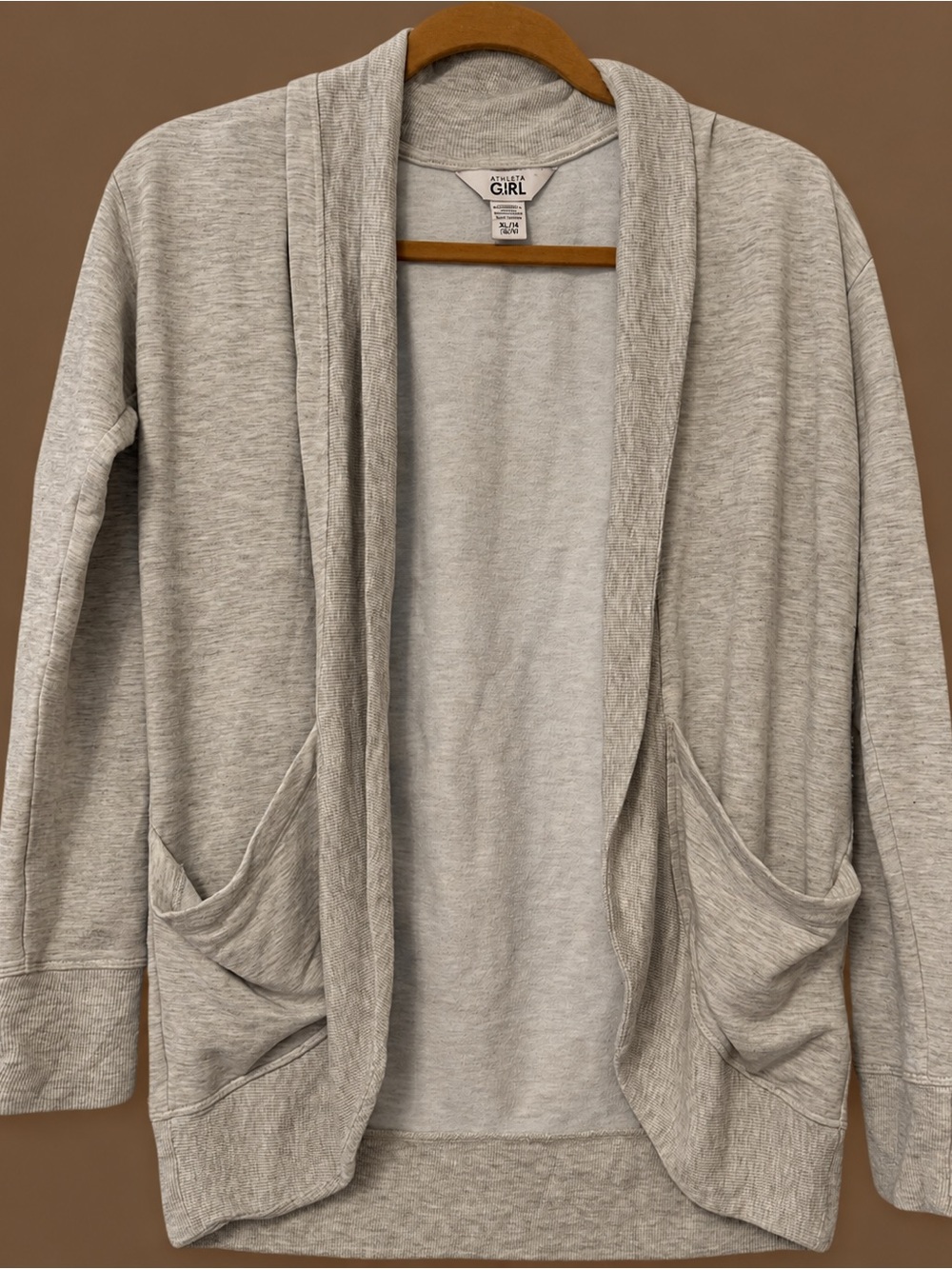 Athleta Girl Gray Open-Front Cardigan Sweater